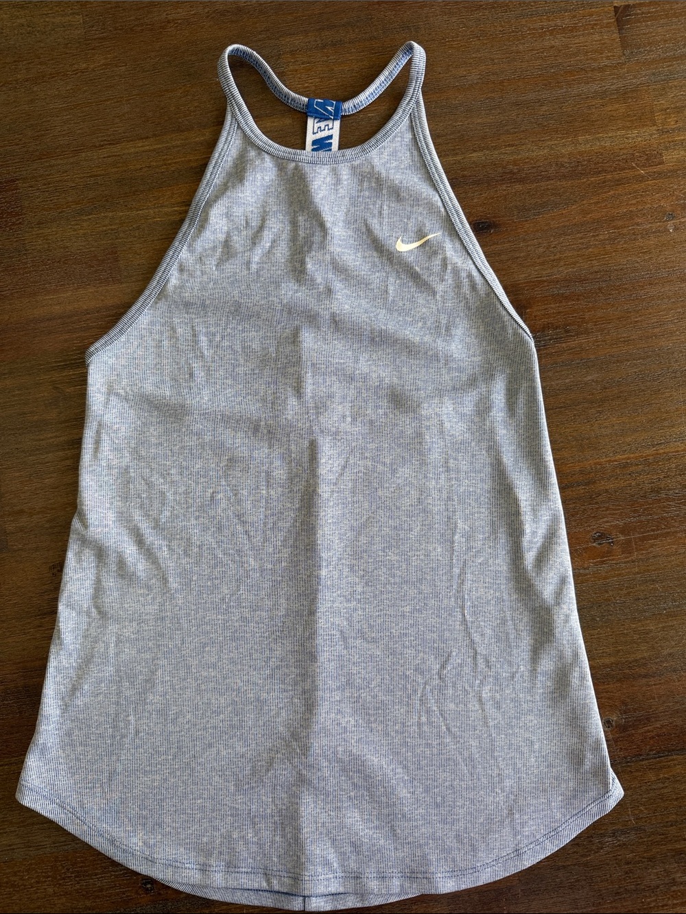 Nike Gray Tank with Blue Logo Back Strap